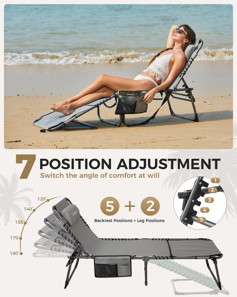 Load image into Gallery viewer, KingCamp MAGNOLIA B10 Backpack Chaise Lounge - 5-Position Adjustable Recliner with Pillow & Side Pocket
