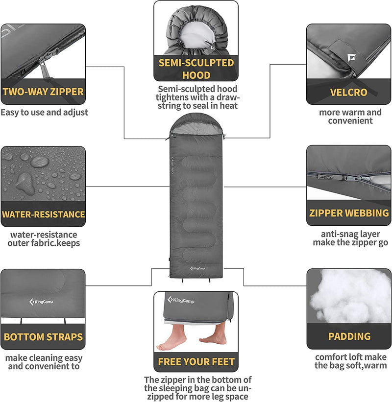 Cargue la imagen en el visor de la galería, Saco de dormir tipo sobre con capucha KingCamp Oasis 250+