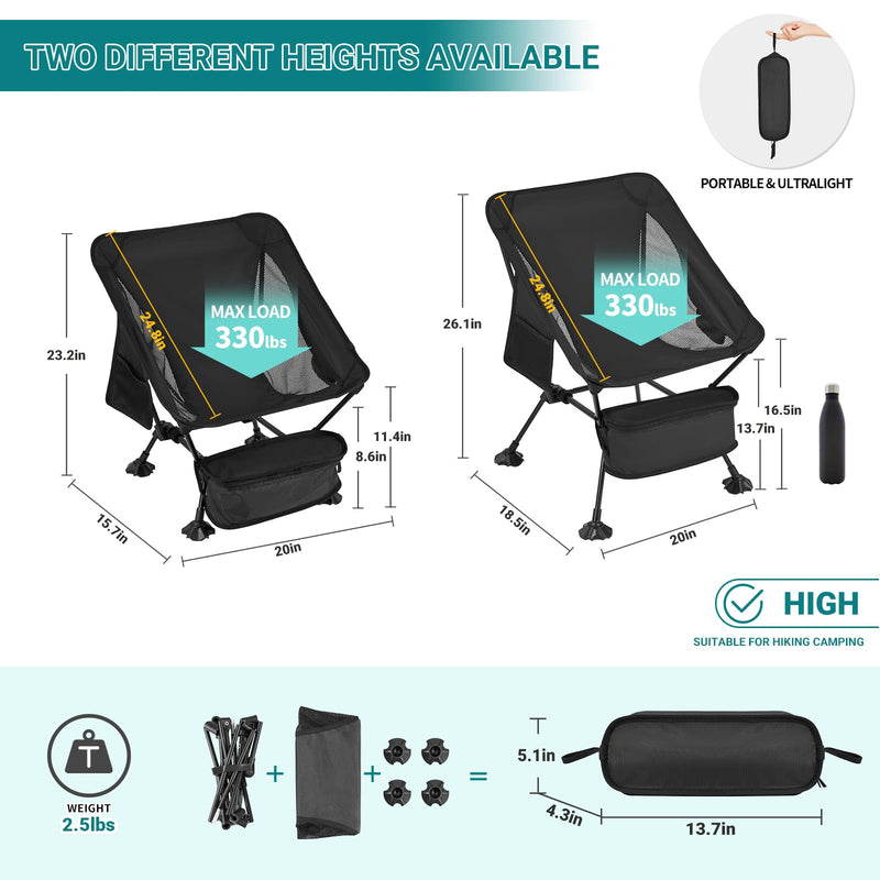 Load image into Gallery viewer, ATEPA Ultralight Square Tall Chair Set of 2 Lightweight Camping Folding Chair