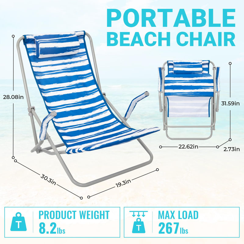 Load image into Gallery viewer, WEJOY High Back Beach Chair With Padded Headrest