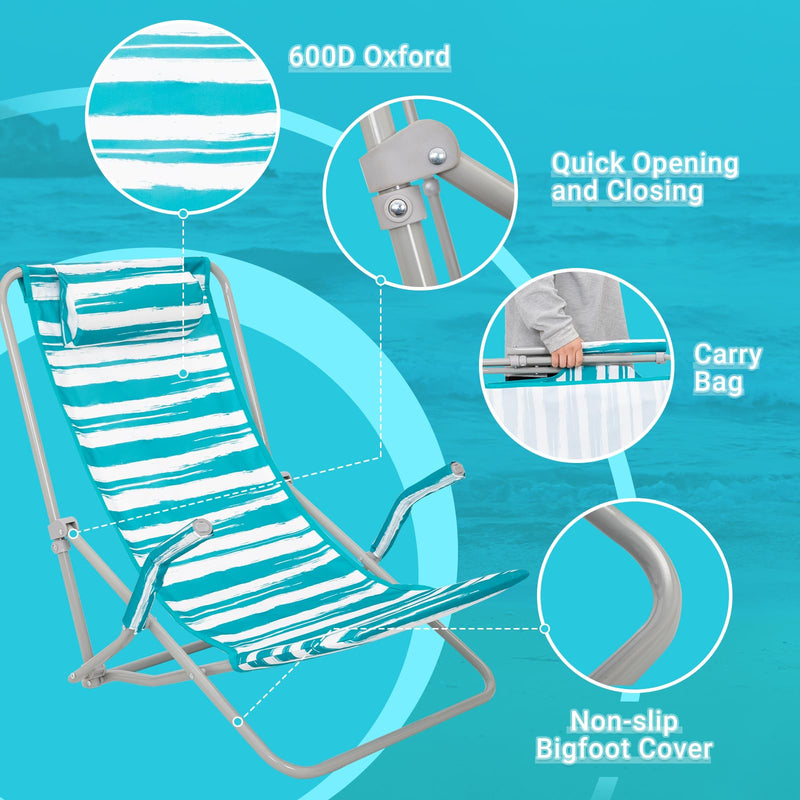 Load image into Gallery viewer, WEJOY High Back Beach Chair With Padded Headrest