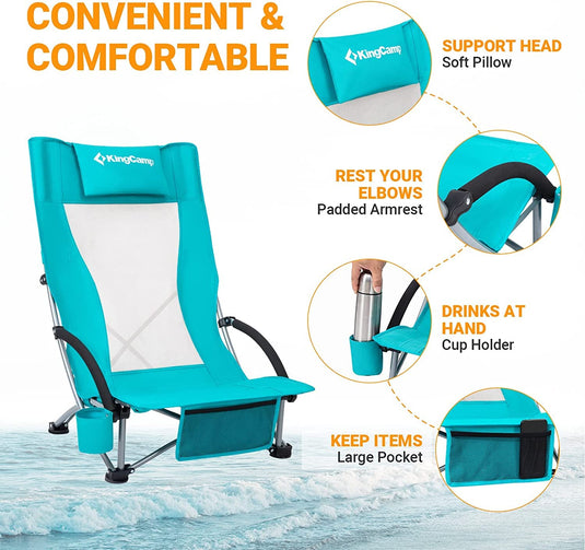 KingCamp Highback Beach Chair Set of 2