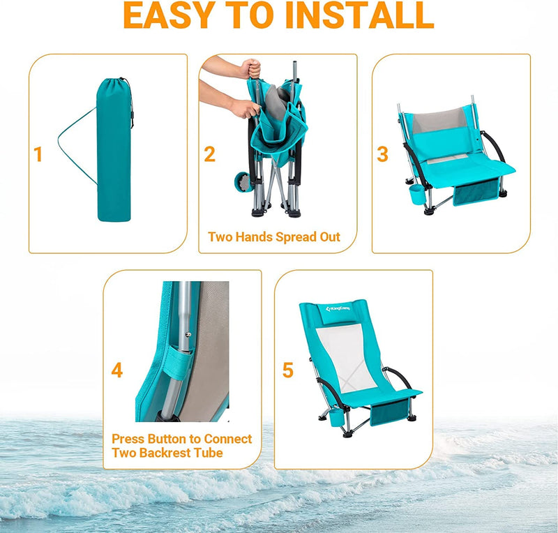 Load image into Gallery viewer, KingCamp Highback Beach Chair Set of 2