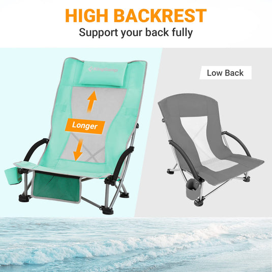 KingCamp High Mesh Back Low Sling Beach Chairs