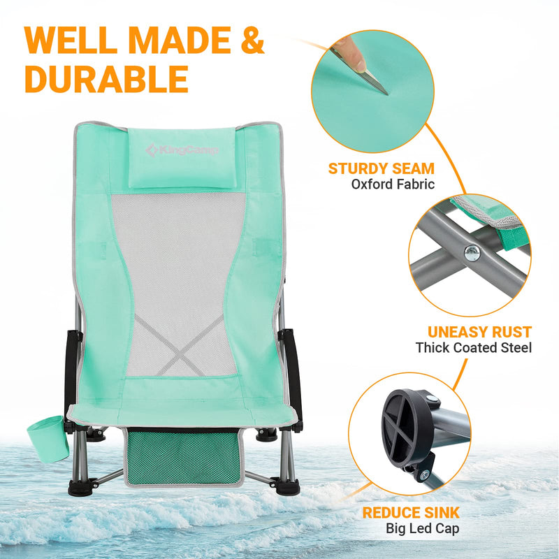 Cargue la imagen en el visor de la galería, KingCamp High Mesh Back Low Sling Beach Chairs