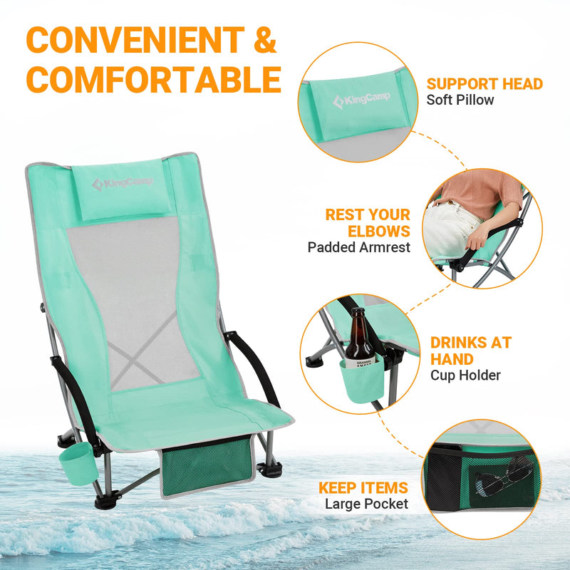 Cargue la imagen en el visor de la galería, KingCamp High Mesh Back Low Sling Beach Chairs