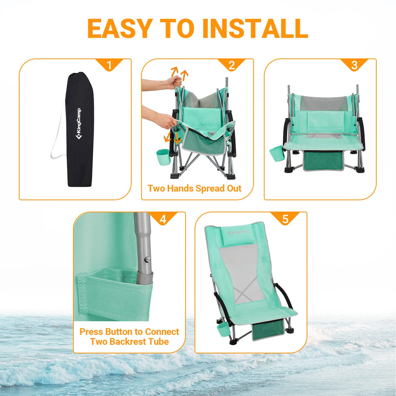 Cargue la imagen en el visor de la galería, KingCamp High Mesh Back Low Sling Beach Chairs