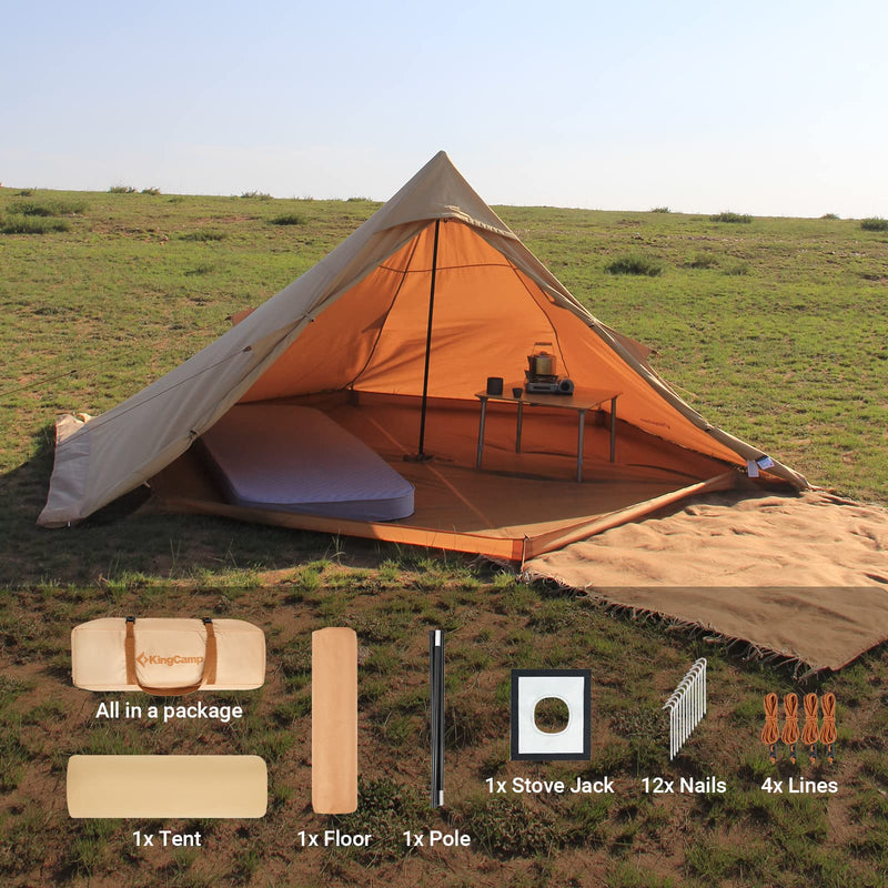 Load image into Gallery viewer, KingCamp TURINO Canvas Teepee Hot Tent with Stove Jack