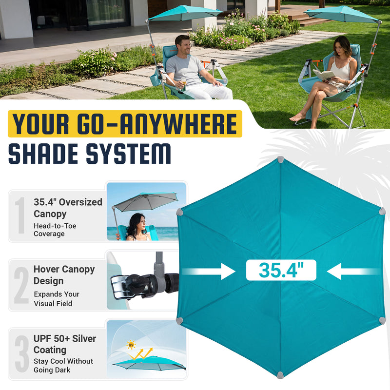 Load image into Gallery viewer, HoverShade Clip-On Umbrella for Beach Chairs, UPF 50+ Adjustable Chair Shade with Clamp, 360° Rotating Canopy & Carry Bag