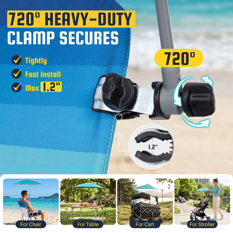 Load image into Gallery viewer, HoverShade Clip-On Umbrella for Beach Chairs, UPF 50+ Adjustable Chair Shade with Clamp, 360° Rotating Canopy & Carry Bag