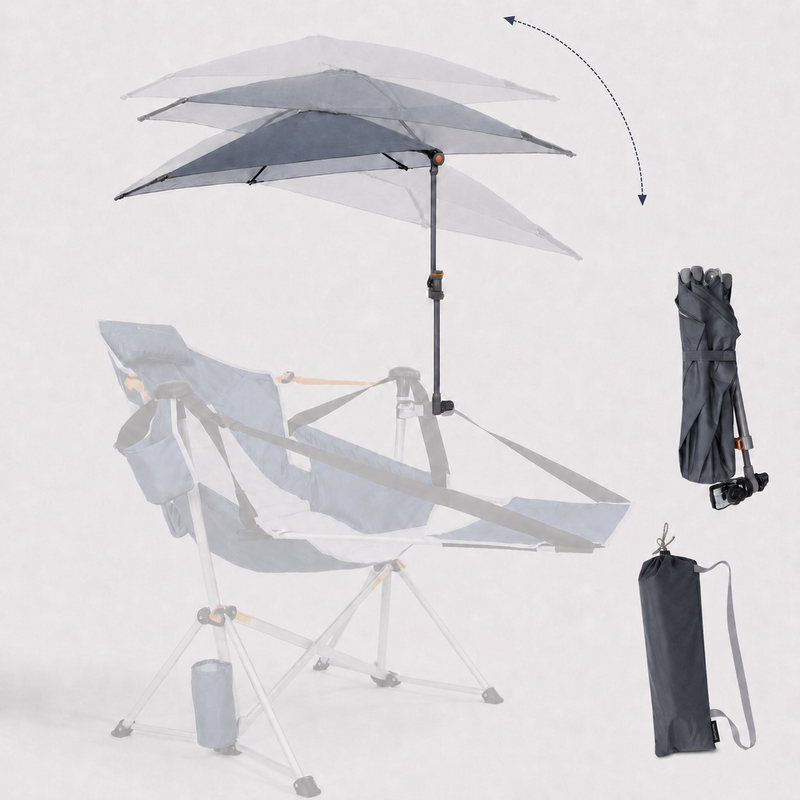 Load image into Gallery viewer, HoverShade Clip-On Umbrella for Beach Chairs, UPF 50+ Adjustable Chair Shade with Clamp, 360° Rotating Canopy & Carry Bag