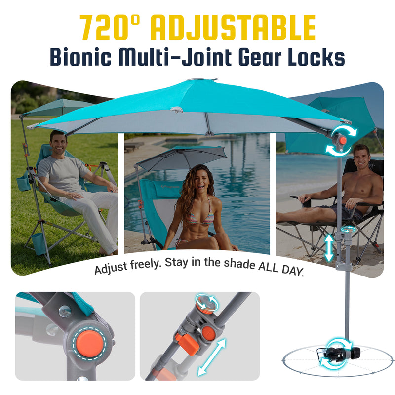Load image into Gallery viewer, HoverShade Clip-On Umbrella for Beach Chairs, UPF 50+ Adjustable Chair Shade with Clamp, 360° Rotating Canopy & Carry Bag