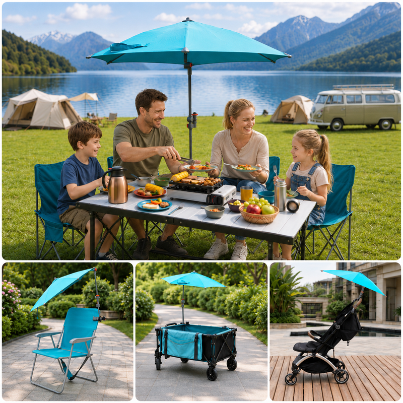 Load image into Gallery viewer, HoverShade Clip-On Umbrella for Beach Chairs, UPF 50+ Adjustable Chair Shade with Clamp, 360° Rotating Canopy & Carry Bag