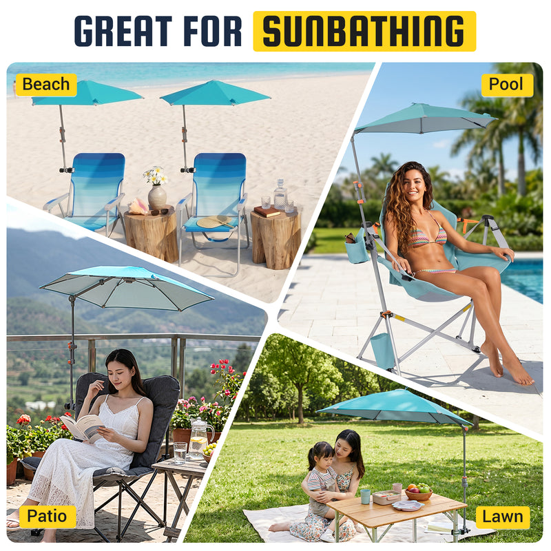 Load image into Gallery viewer, HoverShade Clip-On Umbrella for Beach Chairs, UPF 50+ Adjustable Chair Shade with Clamp, 360° Rotating Canopy & Carry Bag