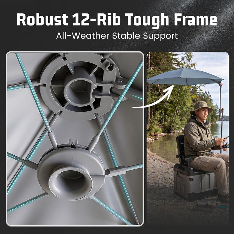 Load image into Gallery viewer, HoverShade Clip-On Umbrella for Chairs, UPF 50+ Adjustable Chair Shade with Clamp Robus 12-rib tough frame all weather stable support