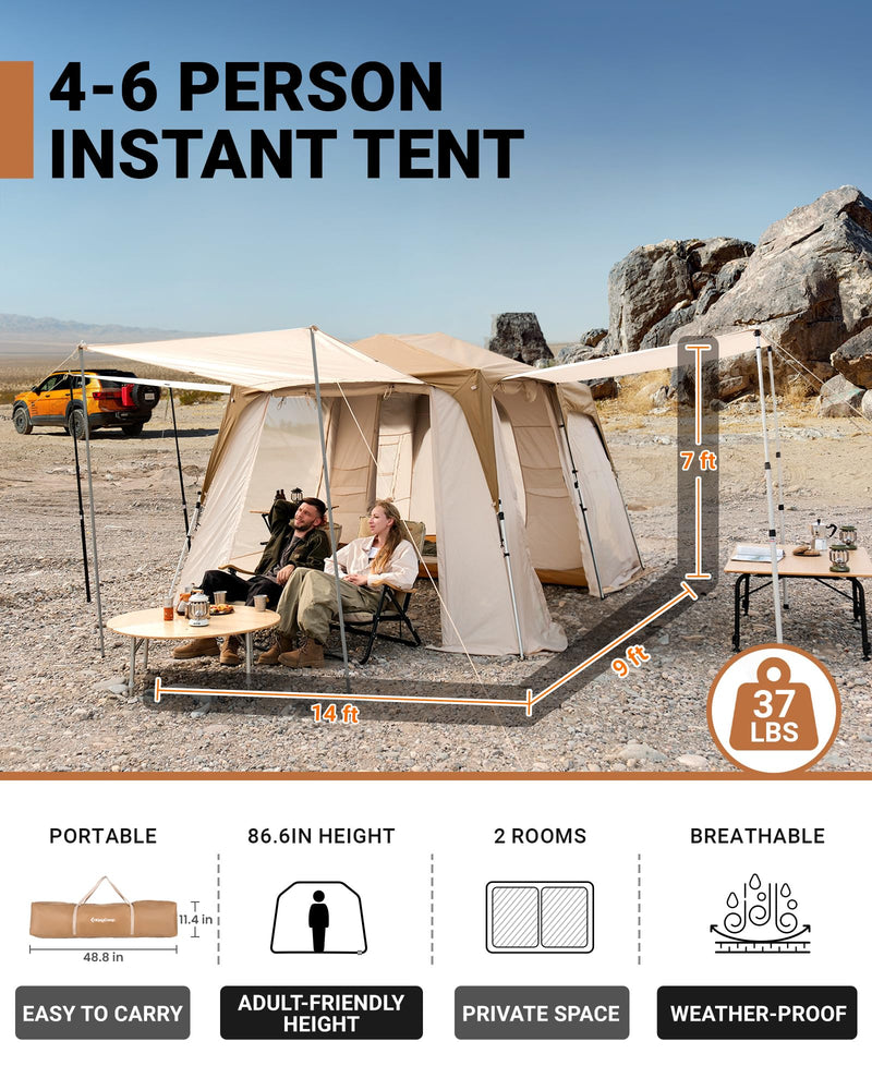 Load image into Gallery viewer, KingCamp MOUNTAIN IN T2 Instant Cabin Tent with Extended Porch