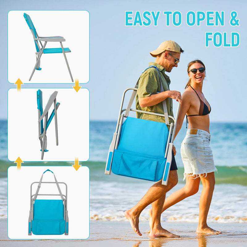 Cargue la imagen en el visor de la galería, WEJOY High Back Beach Chairs with Hard Armrest