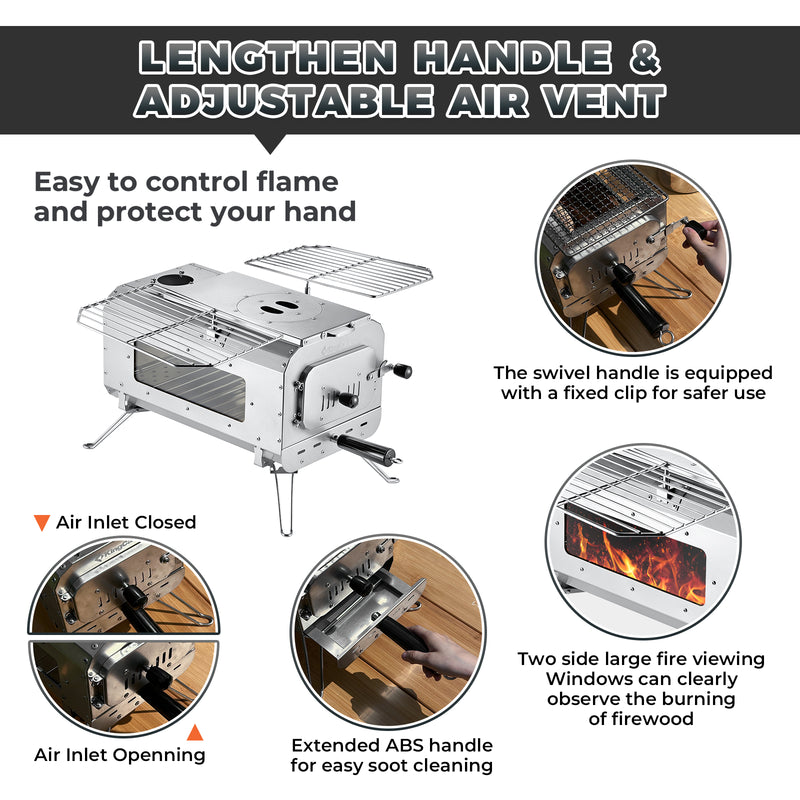 Load image into Gallery viewer, KingCamp Surefire Stove Stainless Steel Frame Hot Tent Stove M