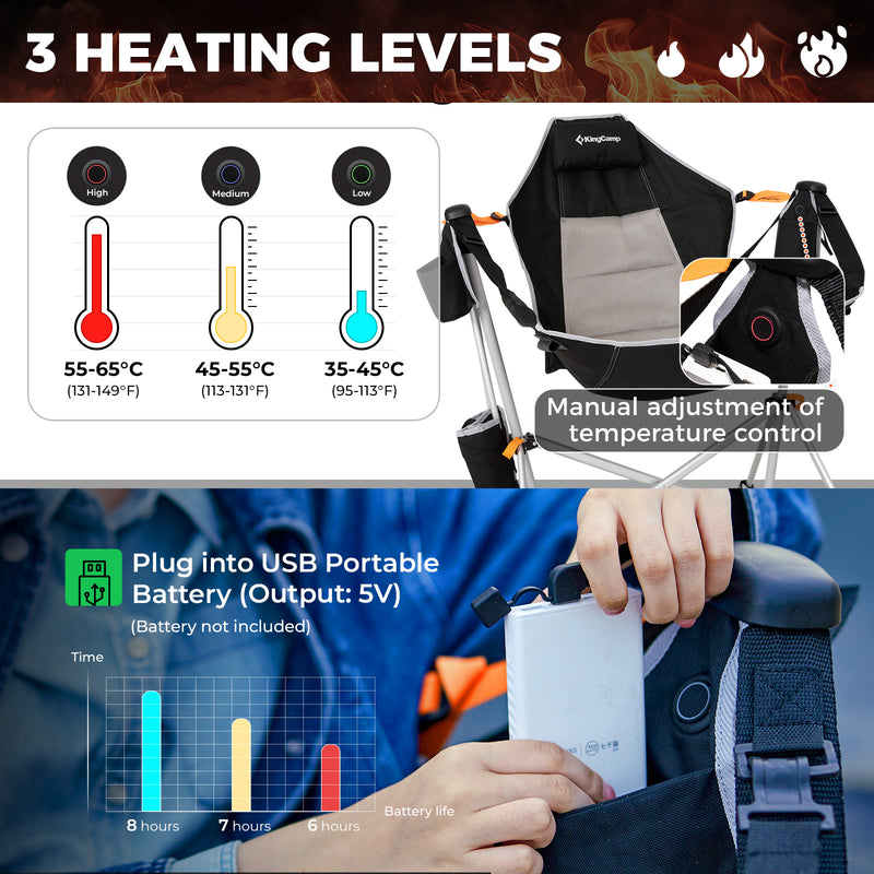 Load image into Gallery viewer, KingCamp ORCHID C20 PLUS Heated Camping Hammock Chair with Removable Footrest