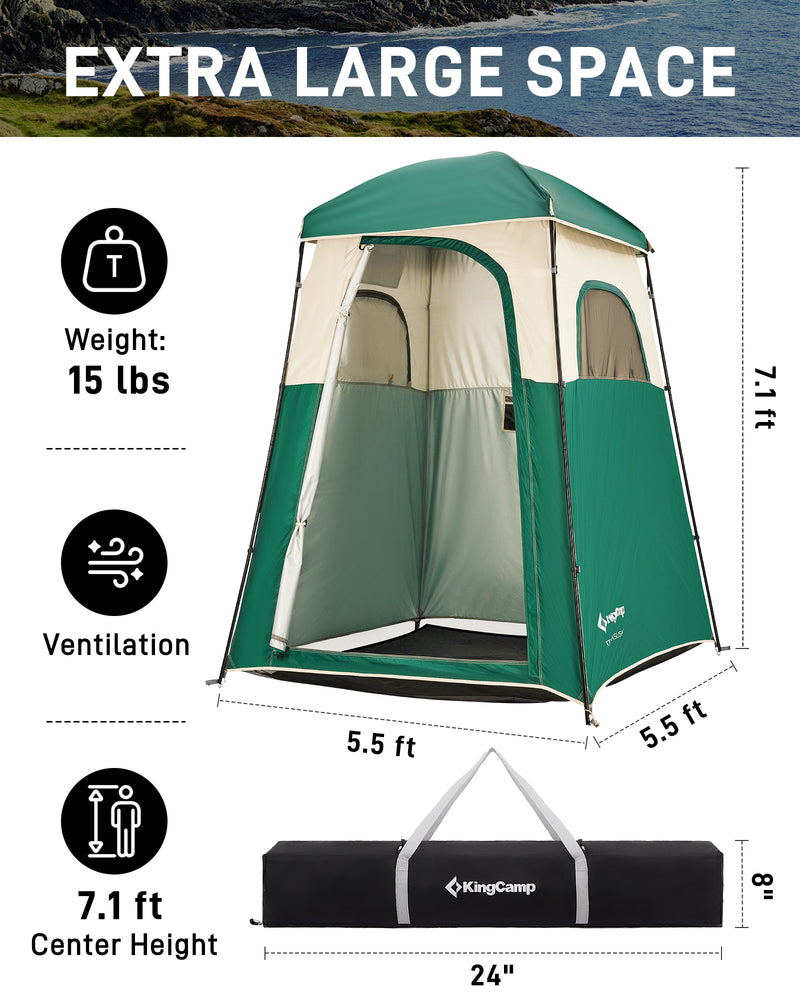 Load image into Gallery viewer, KingCamp MARASUSA Single Privacy Shelter with 20L Solar Shower Bag Camping Shower Tent, UPF50+ Sun Protection, Portable Outdoor Shower Kit for Camping, Beach & Festivals