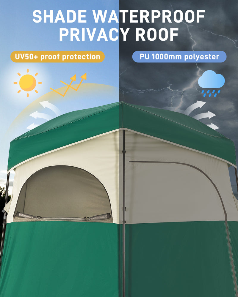 Load image into Gallery viewer, KingCamp MARASUSA II Double Privacy Shelter with 20L Solar Shower Bag | 2-Room Camping Shower Tent, UPF50+ Sun Protection, Portable Outdoor Shower Kit for Camping, Beach & Festivals