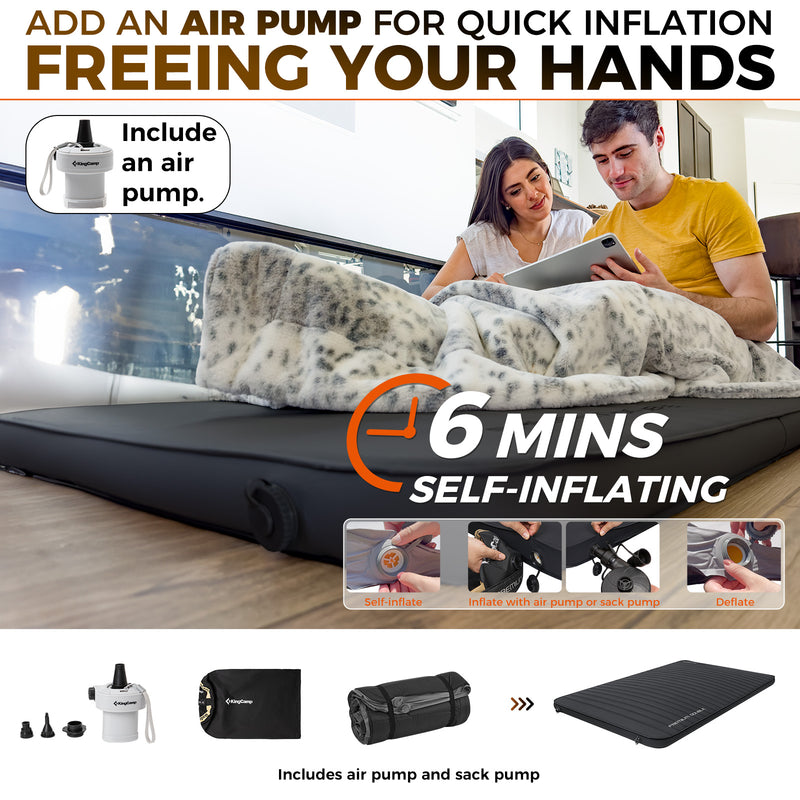 Load image into Gallery viewer, KingCamp Double Self-Inflating Camping Mattress with Pump
