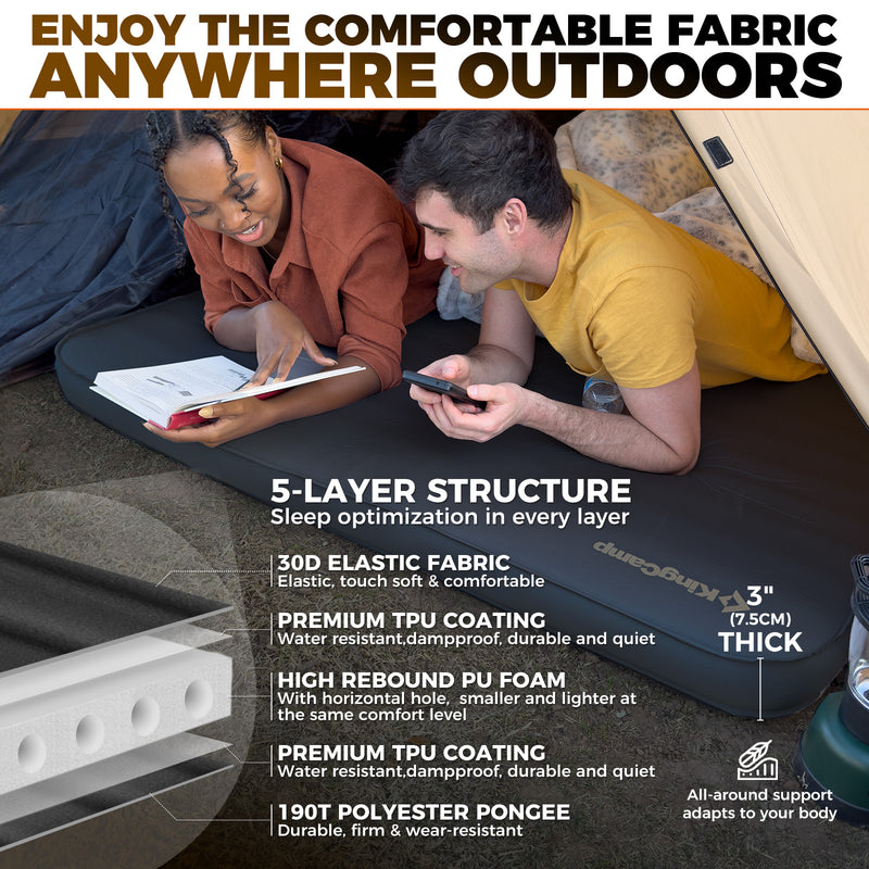 Load image into Gallery viewer, KingCamp Double Self-Inflating Camping Mattress with Pump