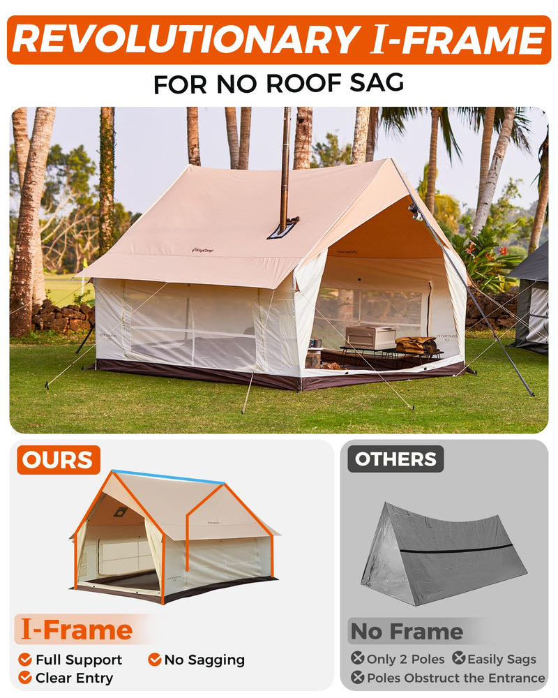Load image into Gallery viewer, KingCamp MOUNTAIN IN C2 Canvas Cabin Tent 8' x 11' Wall Tent With Stove Jack