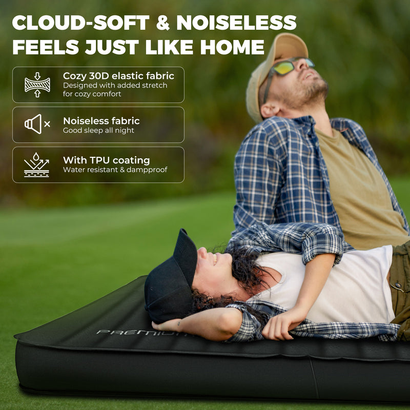 Load image into Gallery viewer, KingCamp PREMIUM Double 7.5 cm Thick Self-Inflating Camping Mattress Black R Value 7.5