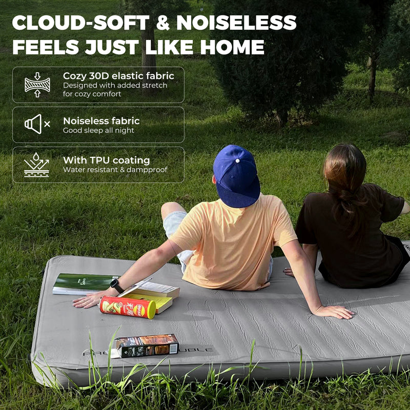 Load image into Gallery viewer, KingCamp PREMIUM Double 7.5 cm Thick Self-Inflating Camping Mattress Grey R Value 7.5