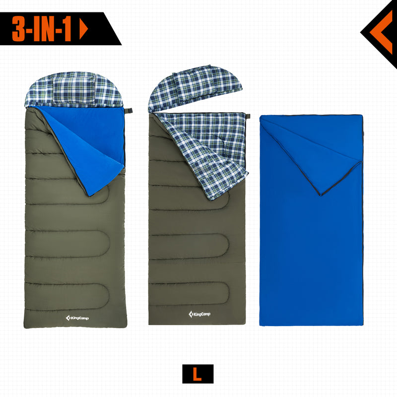 Load image into Gallery viewer, KingCamp FOREST 400 Hooded Rectangular Sleeping Bag