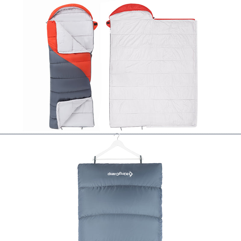 Cargue la imagen en el visor de la galería, Saco de dormir rectangular con capucha KingCamp VALLEY 330