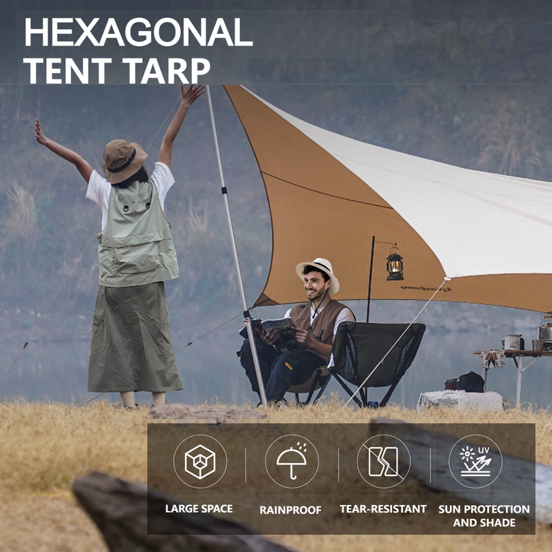 Load image into Gallery viewer, KingCamp Hexagonal T/C Camping Tarp