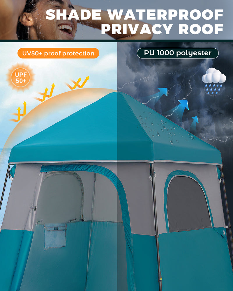 Load image into Gallery viewer, KingCamp MARASUSA Q Single Privacy Shelter | Pop-Up Camping Shower Tent with UPF50+ Sun Protection, XL 5.5x5.5ft Interior for Portable Toilet, Changing Room & Outdoor Shower Cyan