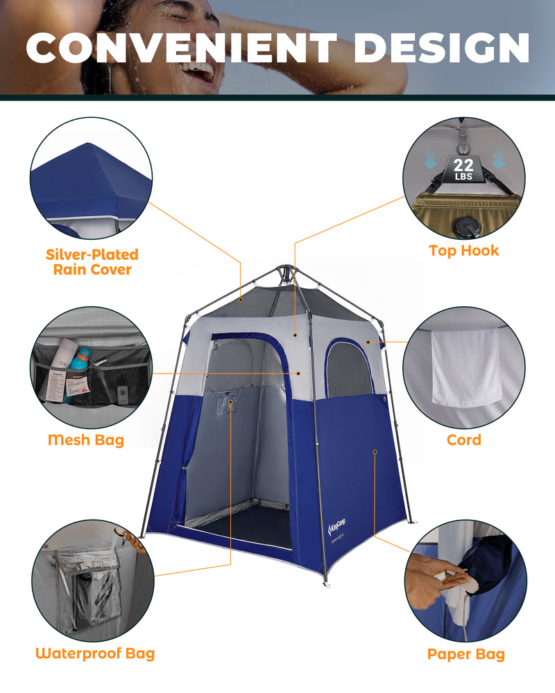 Load image into Gallery viewer, KingCamp Single Privacy Shelter | Pop-Up Camping Shower Tent with UPF50+ Sun Protection, XL 5.5x5.5ft Interior for Portable Toilet, Changing Room & Outdoor Shower Navy