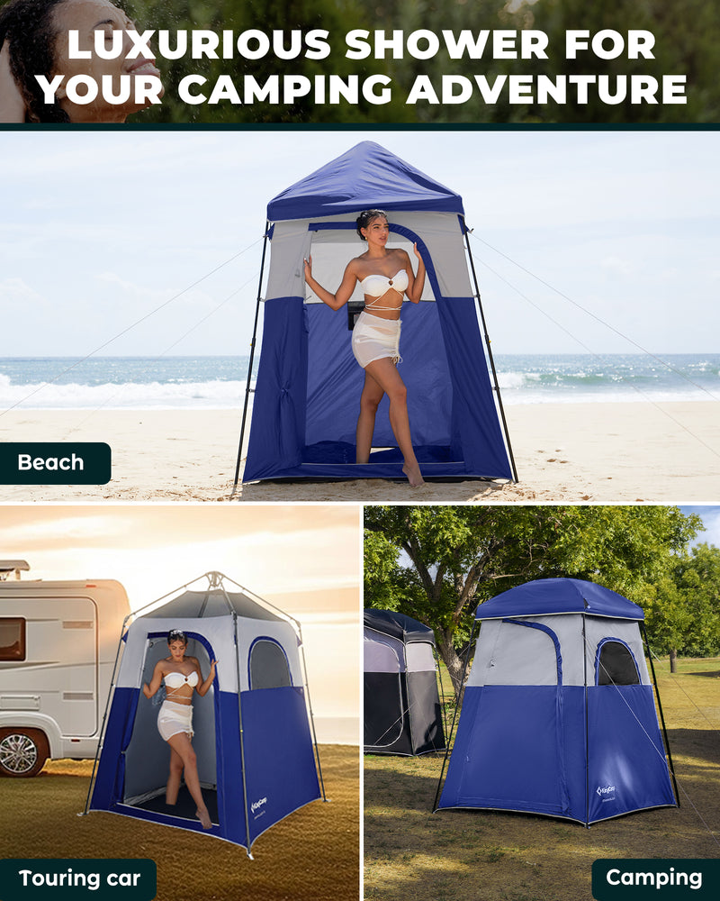 Load image into Gallery viewer, KingCamp Single Privacy Shelter | Pop-Up Camping Shower Tent with UPF50+ Sun Protection, XL 5.5x5.5ft Interior for Portable Toilet, Changing Room & Outdoor Shower Navy