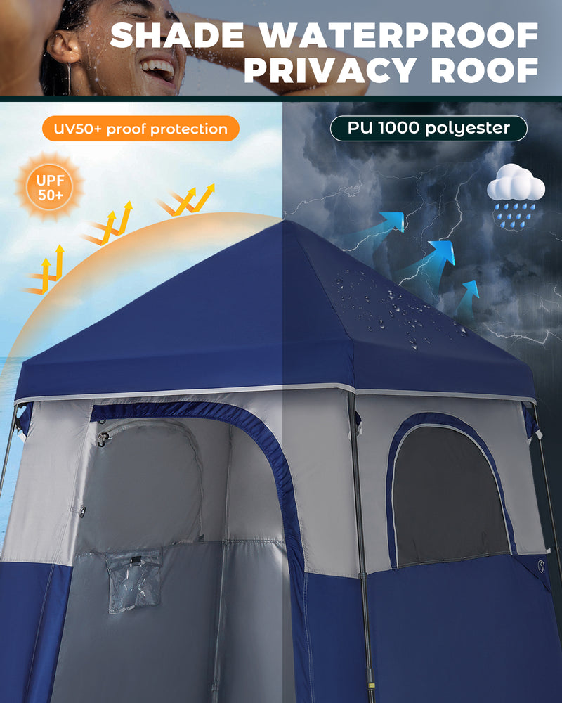 Load image into Gallery viewer, KingCamp Single Privacy Shelter | Pop-Up Camping Shower Tent with UPF50+ Sun Protection, XL 5.5x5.5ft Interior for Portable Toilet, Changing Room & Outdoor Shower Navy