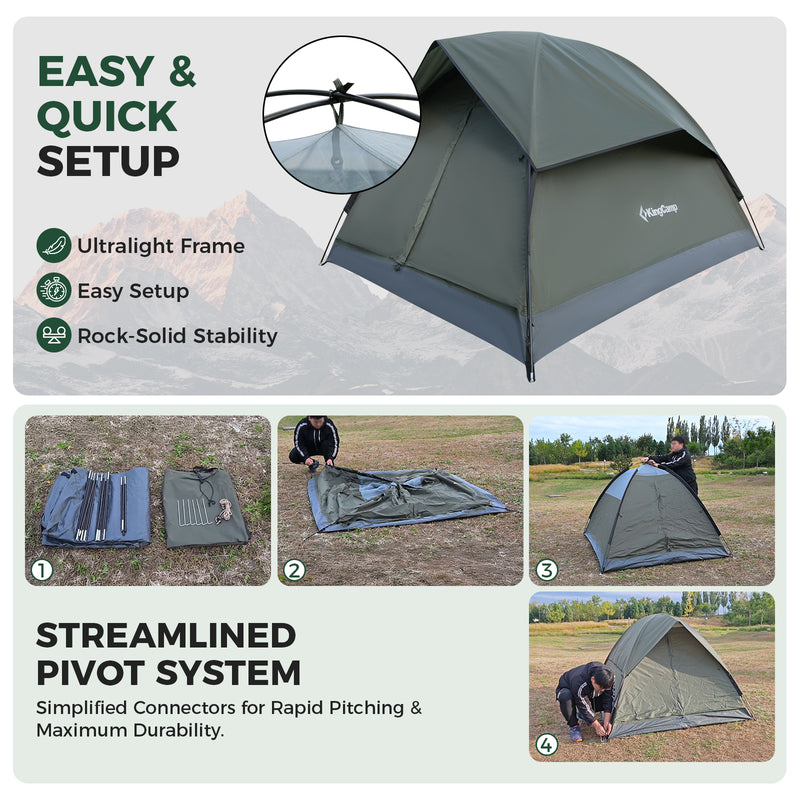 Load image into Gallery viewer, KingCamp HOLIDAY PRO II 2-Person Camping Tent | Ultralight Backpacking Tent with Enlarged Rain Fly