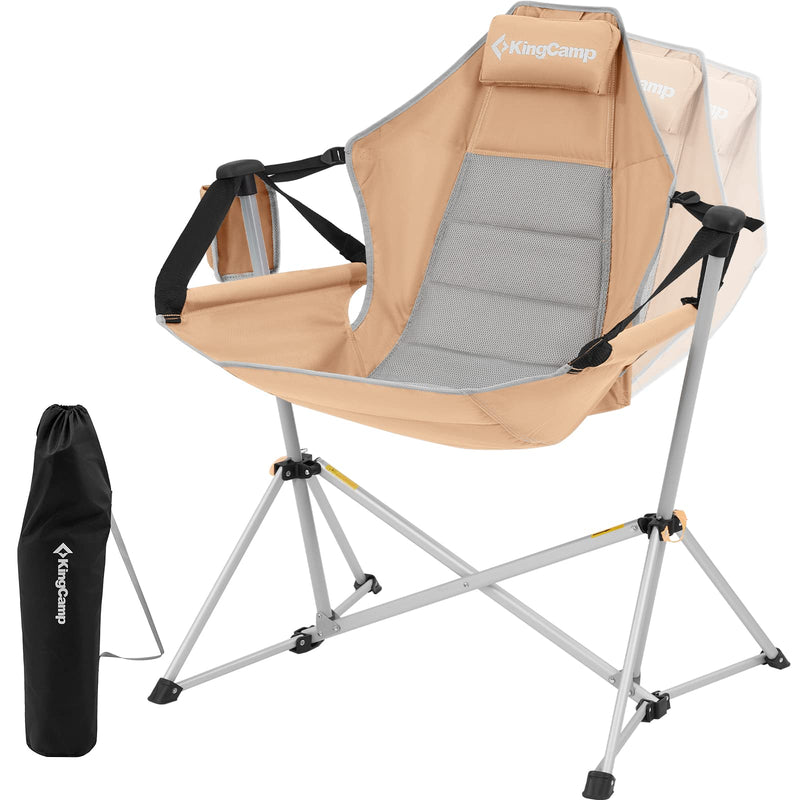 Load image into Gallery viewer, KingCamp Portable Swing Recliner Chair with Pillow Khaki