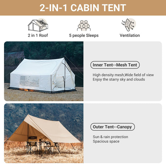 KingCamp Mountain In C2 Canvas Cabin Tent