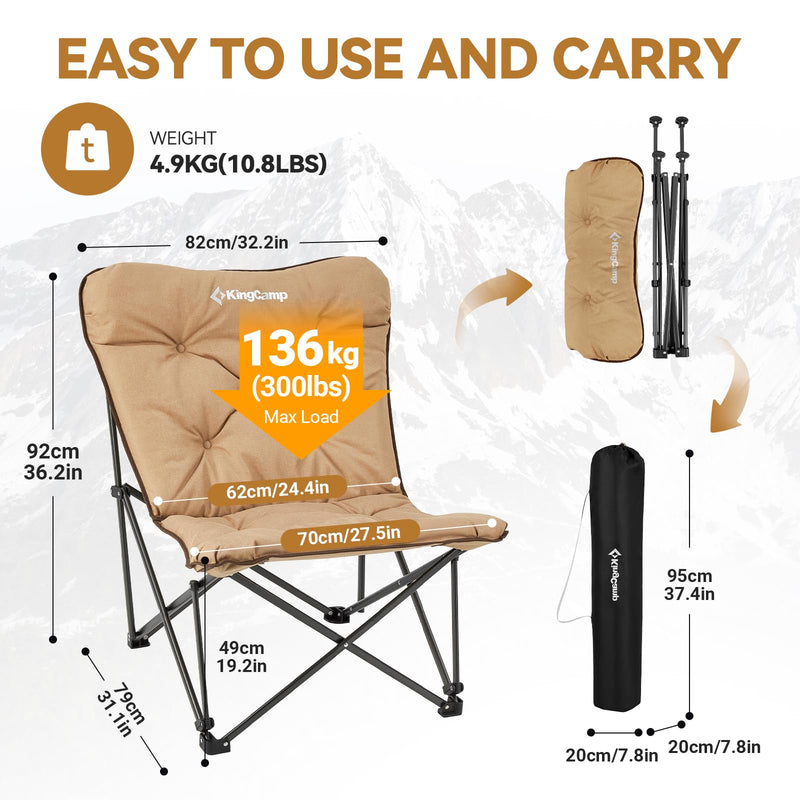 Load image into Gallery viewer, KingCamp Oversized Butterfly Camping Chair Khaki