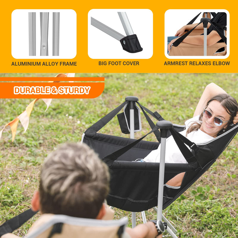 Load image into Gallery viewer, KingCamp Portable Swing Recliner Chair with Pillow Khaki