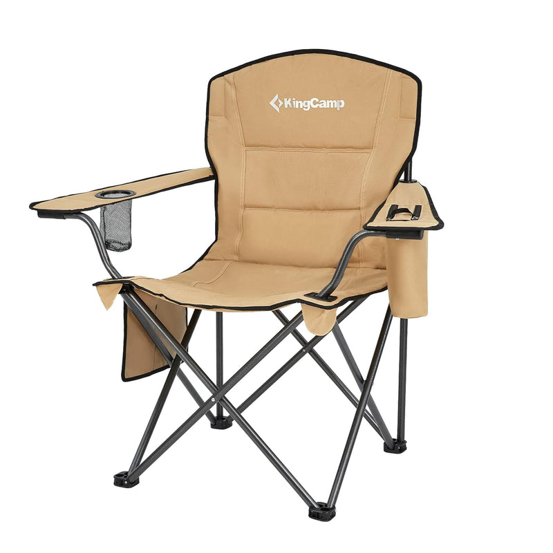 Load image into Gallery viewer, KingCamp Padded Outdoor Folding Quilted Armchair with Built In Cupholder