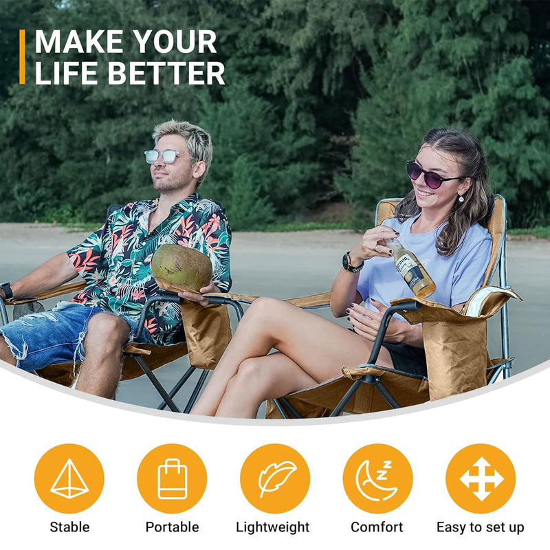 Load image into Gallery viewer, KingCamp Padded Outdoor Folding Quilted Armchair with Built In Cupholder