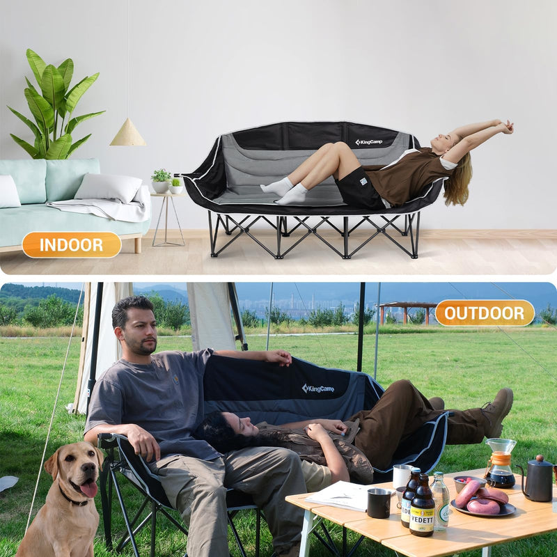 Load image into Gallery viewer, KingCamp CANNA C30 Trio Outdoor Loveseat Chair Khaki