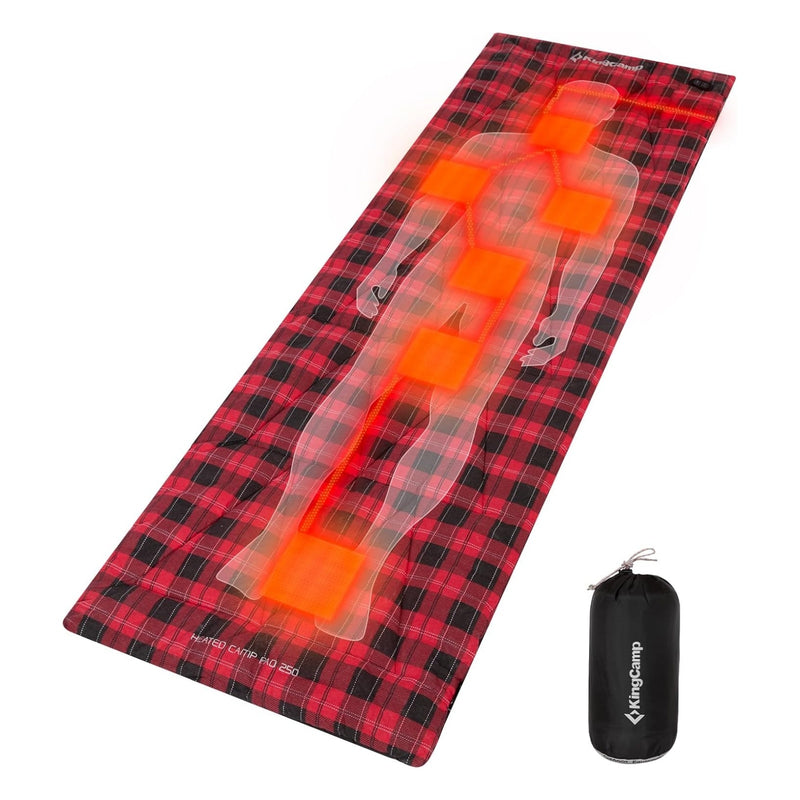 Cargue la imagen en el visor de la galería, KingCamp Heated Sleeping Bag Liner | 6-Zone Heating Cot Mat 100% Cotton Flannel