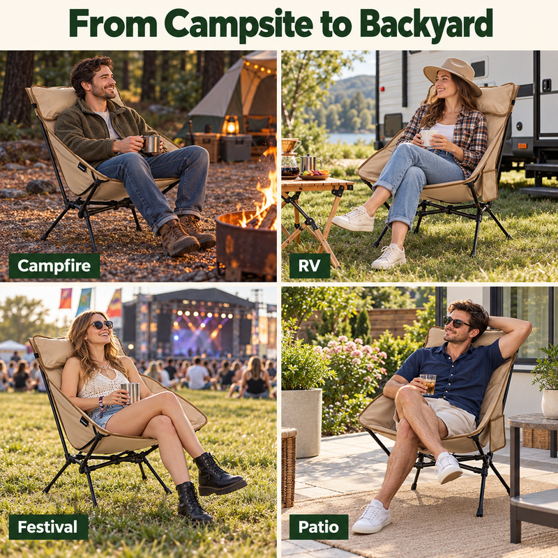 Load image into Gallery viewer, KingCamp BALSA C20 Padded High Back Camping Chair, Lightweight Aluminum Folding Chair with Pillow, 300 lbs Capacity & Carry Bag