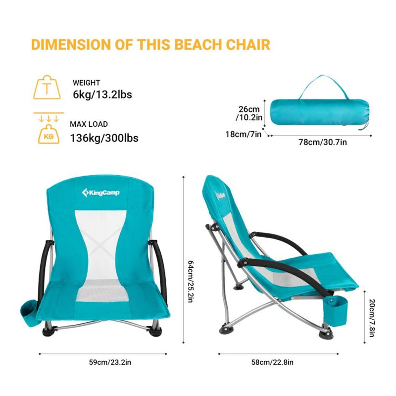 Cargue la imagen en el visor de la galería, KingCamp Low Back Lightweight Strong Stable Folding Beach Chair 2-piece Set