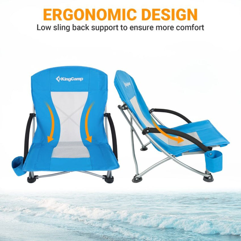 Cargue la imagen en el visor de la galería, KingCamp Low Sling Back Lightweight Strong Stable Folding Beach Chair 2-piece Set
