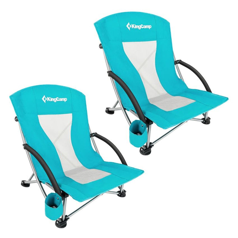Cargue la imagen en el visor de la galería, KingCamp Low Back Lightweight Strong Stable Folding Beach Chair 2-piece Set